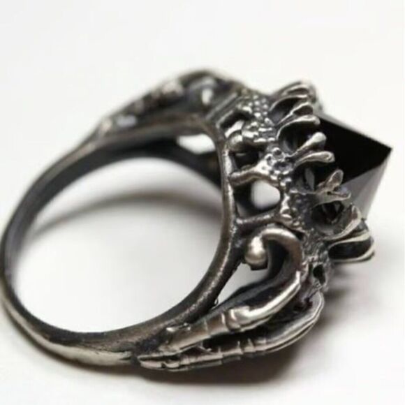 NEW Bloodmilk Jewelry Belonging to the Darkness Silver & Black Onyx Gothic Ring - Picture 3 of 7